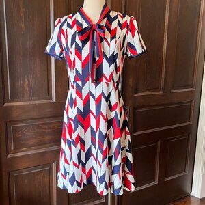 Scofield British Heritage Dress Bow Neck Retro Chevron Size 165/88A (S/M)